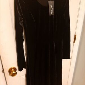 NWT Womens Small Black Velvet Long Sleeve Party Swing Office Par…